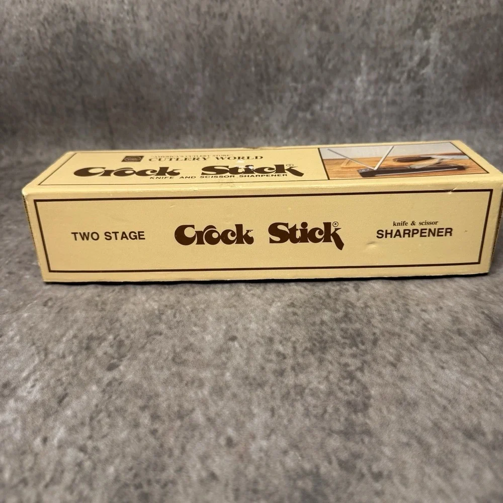 Vintage Cutlery World Crock Stick Knife & Scissor Sharpener 2 Stage 4 Rods